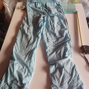 VTG ProSpirit Mens Light Blue Nylon Track Pants Windbreaker Side Stripe Small